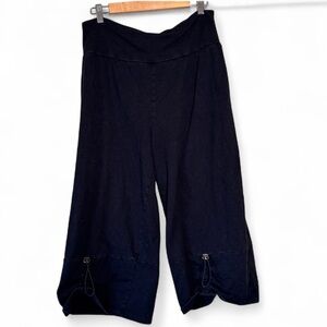 Noblu Black Wide Leg Slouchy Cropped Pants Womens L Lagenlook Art to Wear Casual